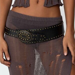 Edikted Studded Faux Leather Western Belt in Black New with tags NWT OS